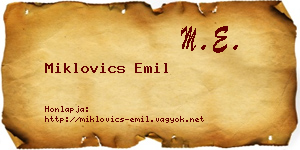 Miklovics Emil névjegykártya